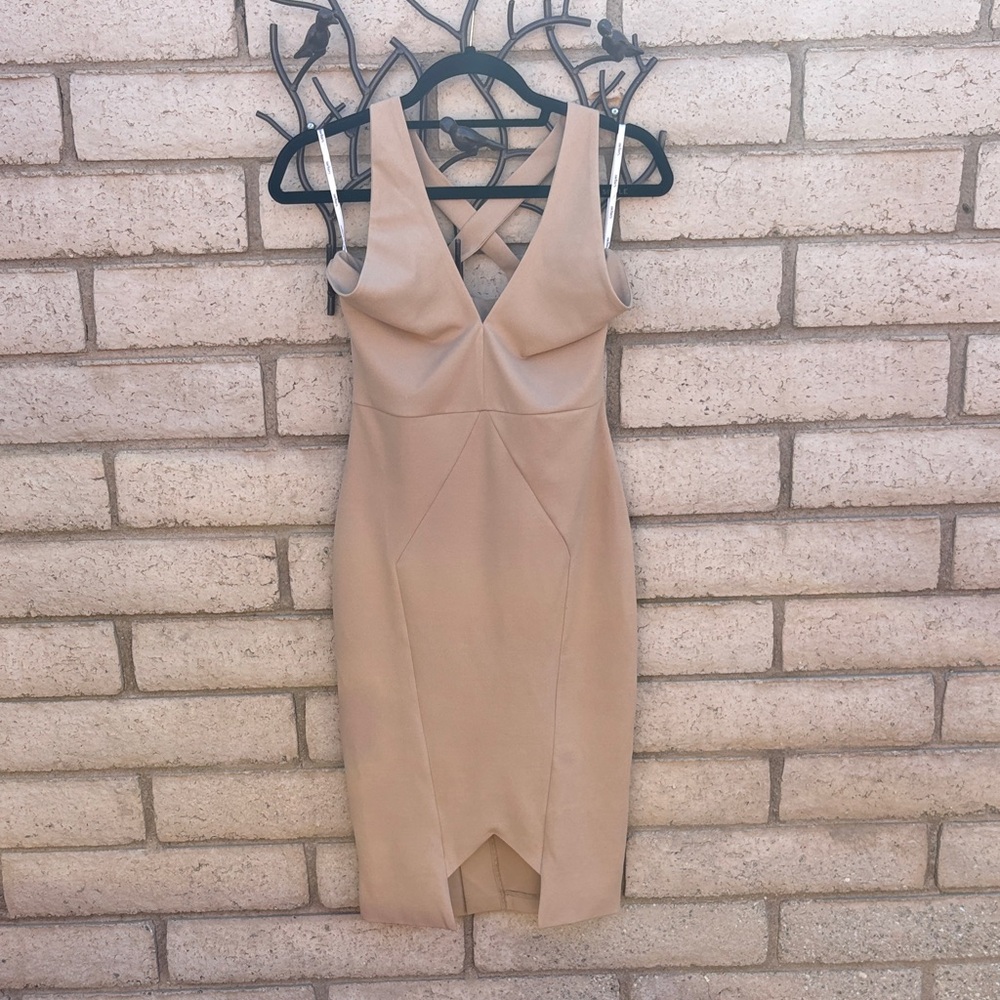 Chic Beige Backless Dress